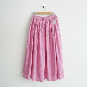 2023 / 3 ET DEMI キャズエドゥミ / airy cotton gingham gather skirt ギャザースカート / 2305-0372