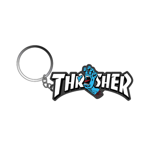 Santa Cruz X Thrasher (サンタクルーズ/スラッシャー) キーホルダー Screaming Logo Keychain Black/Blue スケボー SKATE