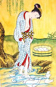 Art hand Auction Livré avec une garantie de dessins dessinés à la main de [Beautiful Woman], peinture, Ukiyo-e, imprimer, Peinture de belle femme