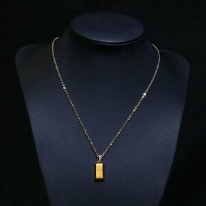 【1円スタート】ゴールド ネックレス 金ネックレス 925 刻印あり 18kgp 金 ペンダント ゴールドバー レディース メンズ gold necklace 356