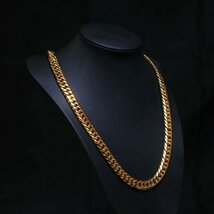 【1円スタート】喜平ネックレス 金チェーン gold necklace 18kgp 金ネックレス 幅9mm 55cmダブル 喜平 メンズ レディース 335_画像3