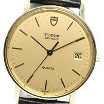 チュードル TUDOR 15008 ジュネーブ K18YG デイト クォーツ メンズ 保証書付き_781282_画像1