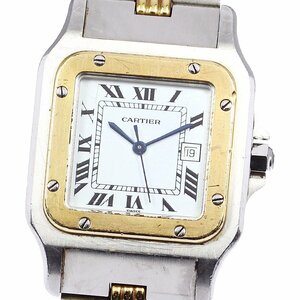 訳あり カルティエ CARTIER サントスガルベ LM YGコンビ ゴドロンブレス クォーツ メンズ _784203