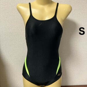 B902アシックス♪ストレッチ♪シャインブラックビビッドイエローカラー切り替え女子競泳水着♪コレクションや撮影会にも♪サイズS