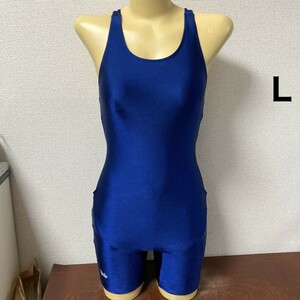 C147トップエース♪ストレッチ♪1円スタート！ハーフスパッツタイプブルーの女子スクール水着♪アンダーやコレクションにも♪サイズL