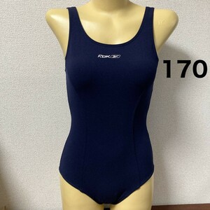 C174RBK♪ストレッチ♪1円スタート！シンプルネイビーのプリンセスライン入女子スクール水着♪アンダーやコレクションにも♪サイズ170