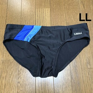 C151LIBRA♪ストレッチ♪光沢ブラックにワンポイントカラー切り替え男子競泳水着♪アンダーやトレーニングやレジャーにも♪サイズLL