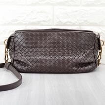 美品◆BOTTEGA VENETA ボッテガヴェネタ イントレチャート クロスボディバッグ ショルダーバッグ ２way 斜め掛け 肩掛け 鞄 ブラウン 茶_画像5