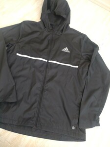 【美品】adidas ウインドブレーカー アディダス フード付き スポーツウェア トレーニングウェア ランニングウェアLサイズ