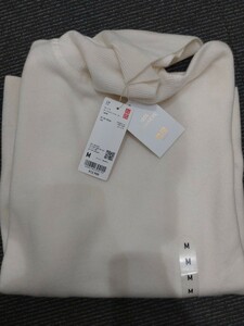 ★UNIQLO ユニクロ カシミヤ100% タートルネック ニット セーター 白ホワイト メンズ M