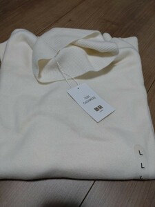 ★UNIQLO ユニクロ カシミヤ100% タートルネック ニット セーター 白ホワイト メンズ L