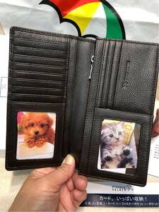  remainder 1 * AP-⑨- long wallet * photograph 2 pcs storage! liking . photograph . go in .! love dog & family photograph tender cow leather Arnold Palmer bita- Brown 