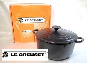 12071[M]新品♪未使用◆LE CREUSET ル・クルーゼ◆鍋/両手鍋/24cm/黒/マット/ココット/鋳物/ホーロー/フランス/調理器具/箱付♪