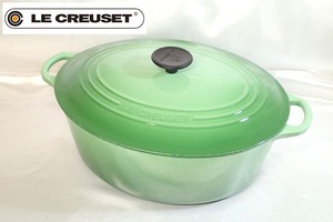 12221[M]◆LE CREUSET ル・クルーゼ◆鍋/両手鍋/31cm/グリーン/ココット/オーバル/鋳物/ホーロー/フランス/調理器具