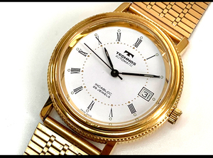 TECHNOS/テクノス INCABLOC 25石 A1701X メンズ腕時計 自動巻き デイト 裏スケ ローマンインデックス 白文字盤 送料無料
