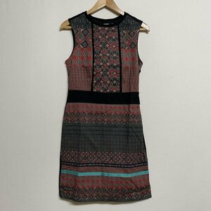 デシグアル Desigual DRESS SLEEVELESS VEST_SM BIRMANIA ノースリーブ 総柄 プリント タイトワンピース 17WWVWA4 36 黒 / ブラック