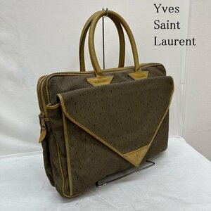 イヴサンローラン ヴィンテージ ブリーフ ケース ハンドバッグ ビジネスバッグ YSL ブリーフケース、書類かばん - カーキ / カーキ