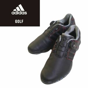 着用少 極美 最高級 adidas GOLF fitfoam ボアダイヤル ゴルフシューズ ゴルフスパイク メンズ25.5cm アディダス ゴルフウェア 黒 231224