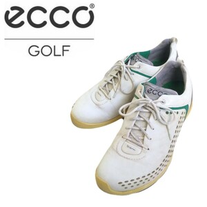 極上の履き心地 最高級 ecco GOLF スニーカー ゴルフシューズ ゴルフスパイク メンズ42 26.0cm 26.5cm エコー ゴルフウェア 白 231222