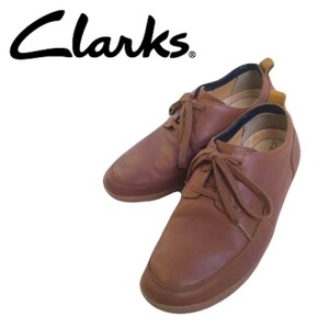 美品 極上の履き心地 最高級 Clarks 本革 レザー スニーカー ドレスシューズ ガムソール メンズ41 25.5cm クラークス 革靴 モカシン 231223