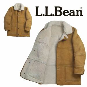 極美 ポルトガル製 70s 80s L.L.Bean リアルムートン コート ボアジャケット ランチコート メンズ 羊革 エルエルビーン ビンテージ 2312128