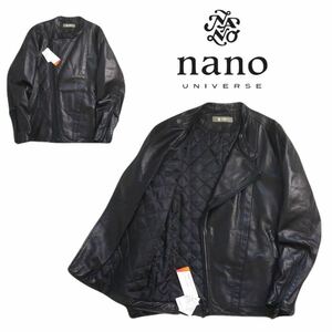 新品 nano universe サーモライト搭載 蓄熱保温 中綿入り ラムレザージャケット 羊革 ダブルライダースジャケット ナノユニバース 2312255