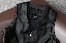 大人気 メンズレザー　ハレー　ジャーキン ベスト 本革　牛革　刺繍　大きいサイズあり　バイクジャケット 　S～4XL　黒_画像5