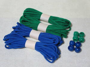 ▲▽▲手芸材料　カラー紐（4m）ｘ４本＆ループエンド（８個）◇青・緑▲▽▲