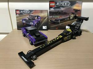 中古 レゴ LEGO スピードチャンピオン モパー ダッジ SRT Top Fuel ドラッグスター ＆ 1970 ダッジ チャレンジャー T/A 76904 2台セット