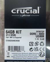 ◎新品 Crucial CT2K32G48C40U5 DDR5-4800 32GB×2 合計:64GB_画像2