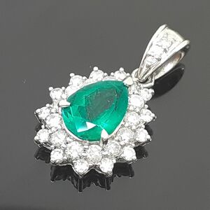 エメラルド ペンダントトップ 1.7ct PT900 4.64ｇ ダイヤ 0.85ct ソーティング付き 新品仕上げ ◆3105/高林店 T