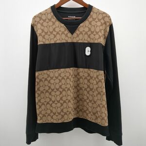 COACH C7816 SIG SWEATSHIRTS スウェット ベージュ×ブラック SIZE M クルーネック シグネチャー コーチ ◆3109/宮竹店