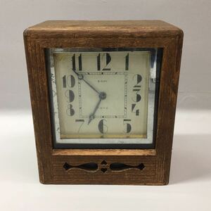 SU■ジャンク■ TOYO 東洋時計 置時計 8DAY 木製フレーム ぜんまい式 時計 アンティーク コレクション インテリア 昭和レトロ 当時物 