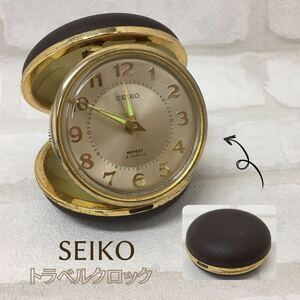 SU■ SEIKO セイコー トラベルクロック 目覚まし付き REPEAT 2JEWELS 折りたたみ コンパクト 手巻き 目覚まし時計 レトロ アンティーク 