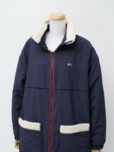 MF8293〇トミー ジーンズ/TOMMY JEANS*トミー ヒルフィガー*リバーシブル*ボア*ドロップショルダー*ロングコート*M*ホワイト×ネイビー系_画像7