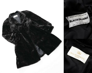 GO9169▼バレンシアガ BALENCIAGA ブラックグラマ BLACKGLAMA*シェアードミンク MINK*ファーコート ミドルコート*裏地:BBロゴ柄*Fサイズ