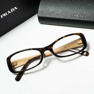 MF7112*未使用*プラダ PRADA*VPR09L-N*フルリム*スクエア 眼鏡フレーム*メガネ*ブラウンデミ*52□18-130*イタリア製*箱/ケース/クロス付き