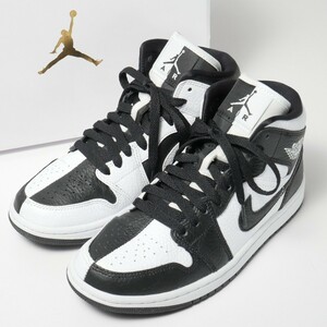 GP0703*ナイキ NIKE 2022年製 WMNS AIR JORDAN 1 MID SE HOMAGE TO HOME 24cm エアジョーダン1 レザースニーカー ホワイト/ブラック