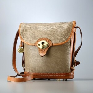 GP0140*USA製*ドゥーニー＆バーク DOONEY＆BOURKE*レザー ショルダーバッグ*クロスボディバッグ*斜め掛け*グレージュ×ブラウン*vintage