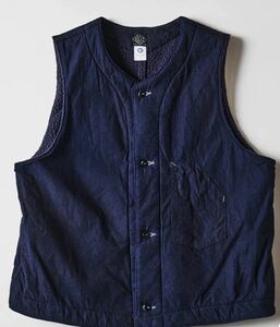 POST OALLS #1501-IS 1 Pocket Vest (Fleece Lined) : indigo sheeting x Polar Tech Sherpa ポストオーバーオールズ