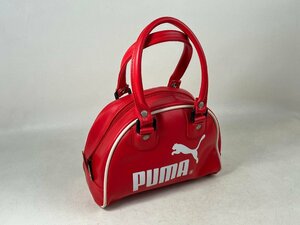 【美品】プーマ PUMA ミニボストン ハンドバッグ ロゴプリント レッド deck23-m