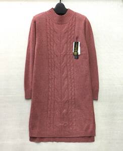 【新品￥39900】婦人 カシミヤ100％ チュニック セーター M-L サイズ 送料無料 レディース ピュアカシミヤ 濃ピンク カラーネップ