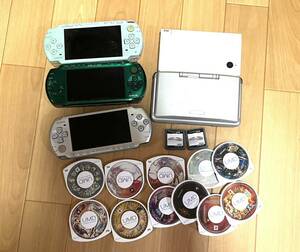 ゲーム機 PSP3台ニンテンドーDS 2台SONY PSP-3000.2000 ソフト等 まとめ売り ジャンク品