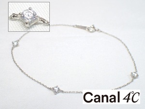 12082[A]..![Canal 4*C* kana ruyondosi-] браслет /K10/ белое золото / Cubic Zirconia / масса : примерно 0.77g