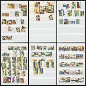 [33795]浮世絵切手コレクション 切手468枚 葉書4枚 趣味源氏, 文通京師, 蒲原, 箱根 など