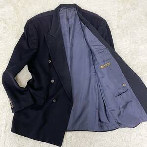 超希少2XL~4L相当！ ロロピアーナ【高級カシミヤ100%】LoroPiana×AIGNER テーラードジャケット ダブル 6B 総裏 ネイビー 肉厚生地 size54