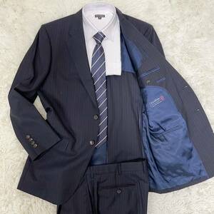 極美品 XL~2XL位！ エルメネジルドゼニア【圧倒的高級感】ErmenegildoZegna BIGVISION スーツ セットアップ 2B 背抜 ネイビー系 50~52相当