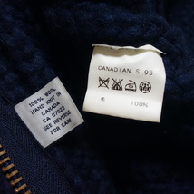 【SHIPS別注 90's カナディアンセーター カウチンセーター】カナダ製 リブ編み ハンドニット Canadian Sweater ネイビー 無地 TALON ZIP_画像6