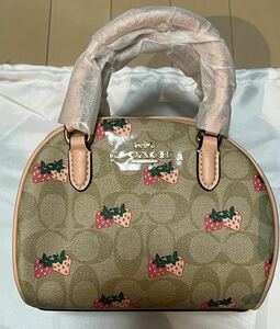 新品 コーチ COACH ハンドバッグ シドニーサッチェル ライトカーキマルチ　ストロベリー　苺