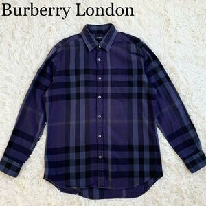 【美品】Burberry London バーバリー ロンドン 長袖シャツ メガチェック ギガチェック ノバチェック 長袖 シャツ メンズ M 三陽商会 総柄